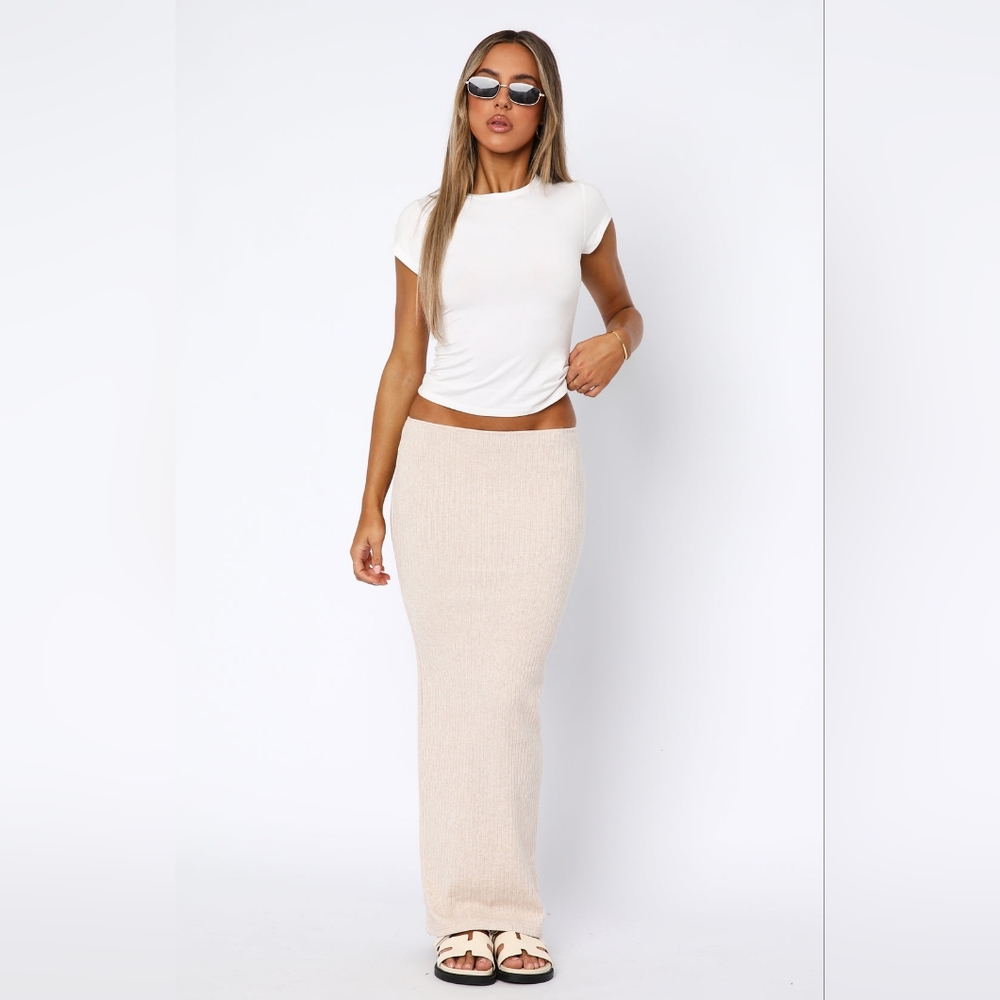 White Fox Ribbed Maxi Skirt XXS NEW!